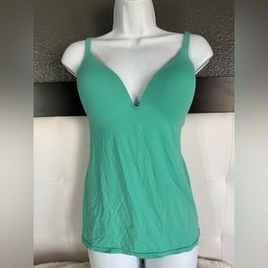 Body By Victoria IPEX Tank Self Bra 38D teal green.